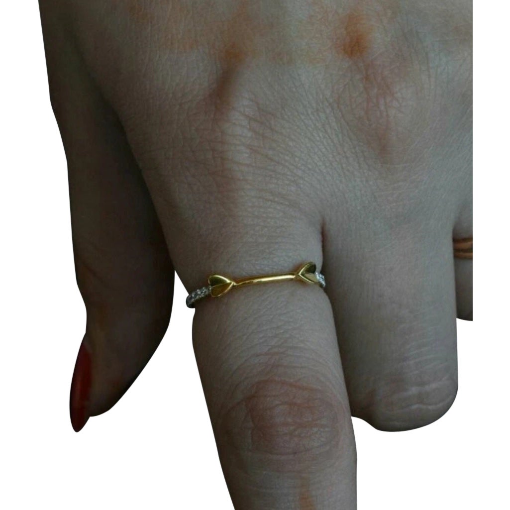 Anillo en forma de corazón de oro macizo de 14 quilates Diamante natural Delicado Anillo en forma de corazón Regalo de boda.