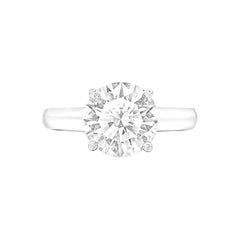 Anillo solitario de diamante redondo de 3 quilates certificado por el GIA en platino
