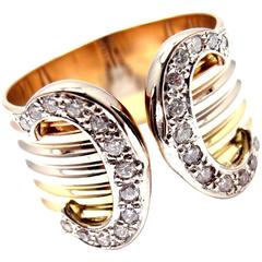 Cartier Diamond Double C Tri-Color Gold Band Ring