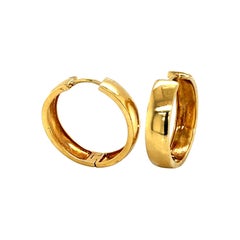 Classic 18K Yellow Gold Hoop Earrings with Hinged Snap Closure