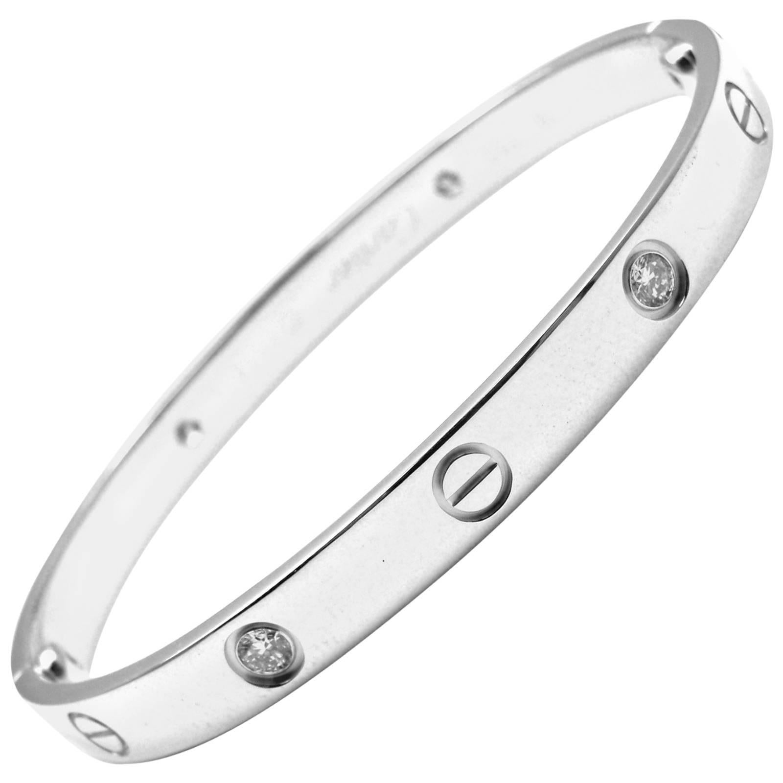 Cartier Four Diamond White Gold Love Bangle Bracelet