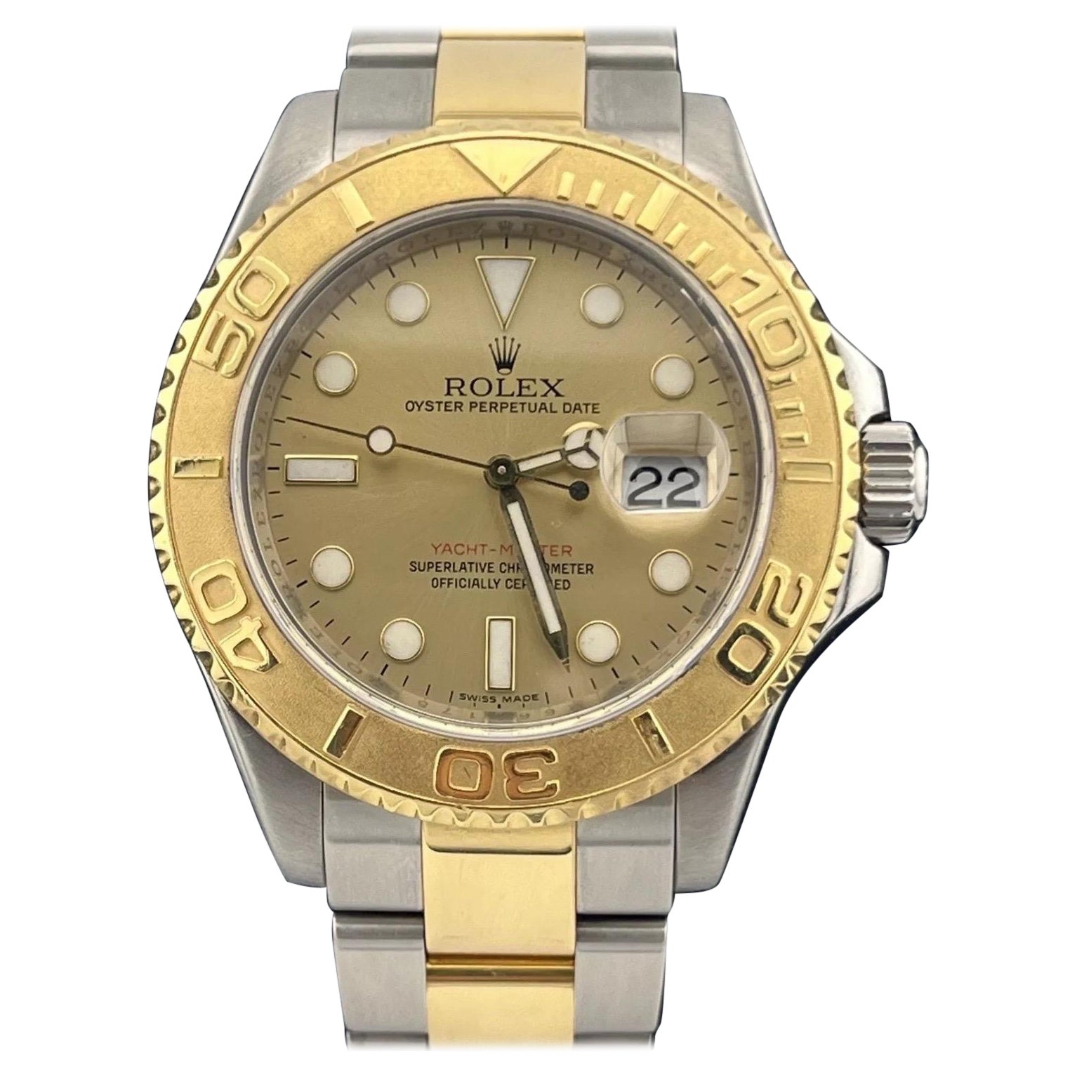 Rolex Yacht-Master 16623 Two Tone Yellow Gold Steel Champagne Dial 40mm Watch
