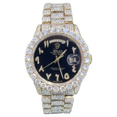 ROLEX DAY-DATE 36MM 18038 ORO AMARILLO PRESIDENTE DIAL NEGRO ICED OUT 21ct