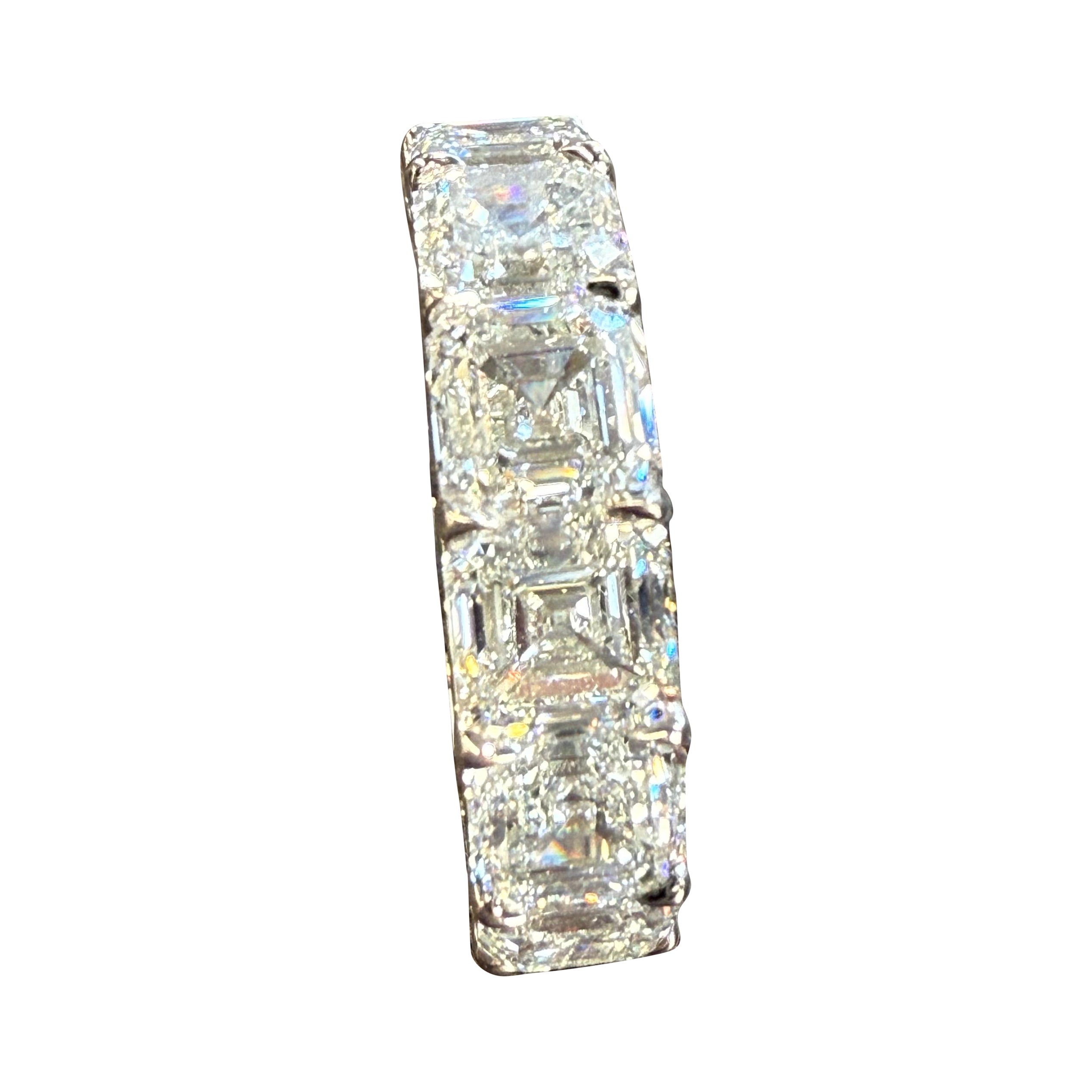 Emilio Jewelry Gia Certified 1.00 Carat Each Asscher Cut Diamond Eternity Band For Sale