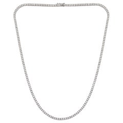 4.2 Carats SI/H Round Brilliant Cut Diamond Tennis Chain 14k White Gold Necklace