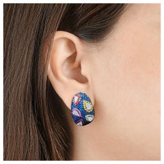 Pendientes Rubí Multi Zafiro 3,73 Quilates Diamante 1,70 Quilates Oro Amarillo 18 Kilates