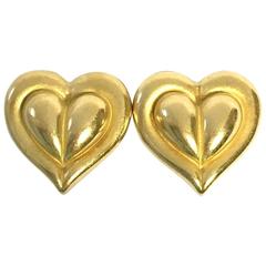 1983 Kieselstein Cord Yellow Gold Heart Clip-On Earrings