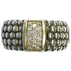 Lagos Caviar Gold and Silver Large Diamond Band Ring