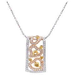 0.78ct Yellowish Diamond Heart Motif Pendant Necklace 18k