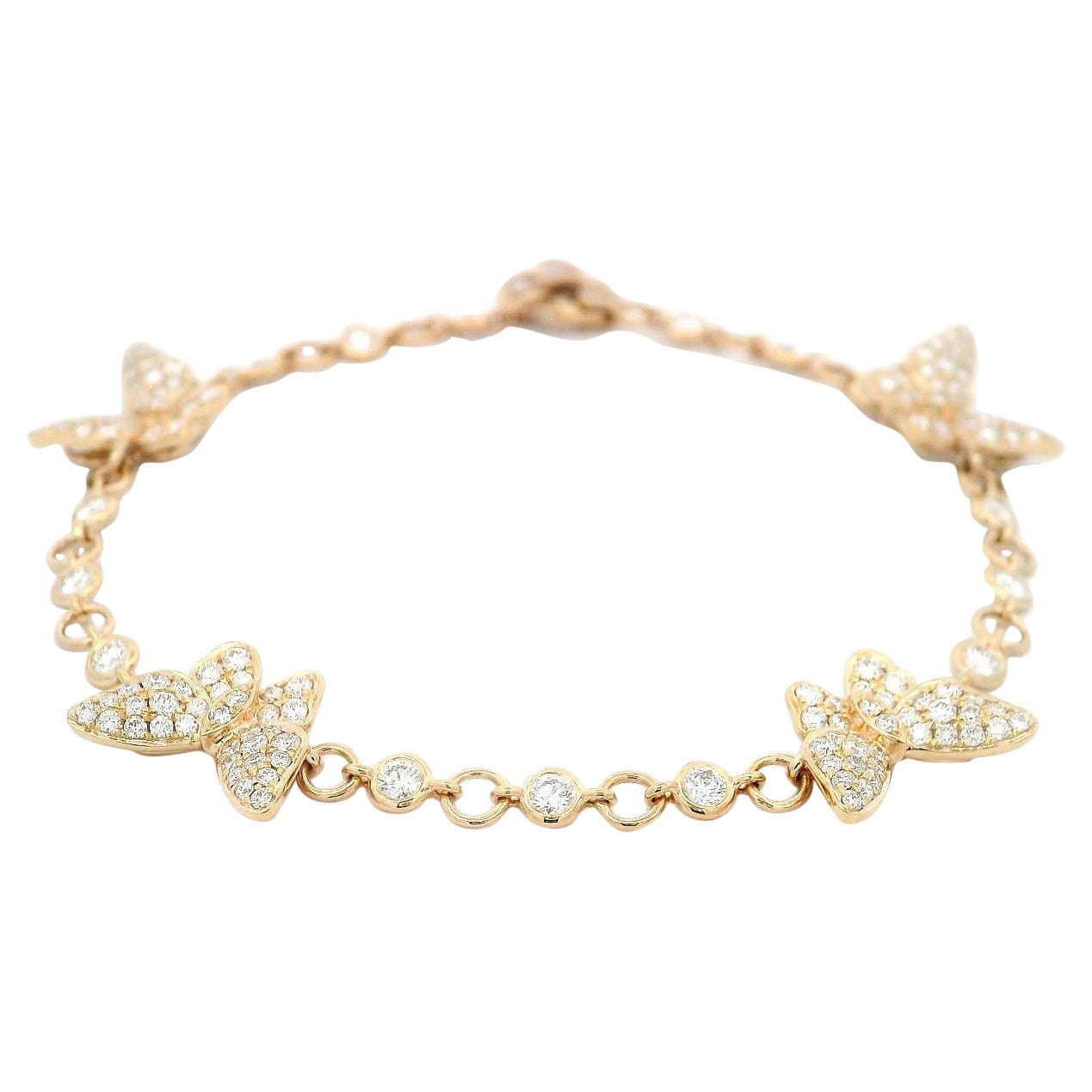 Alexander Beverly Hills 1.63ct Diamond Butterfly Bracelet 18k Yellow Gold