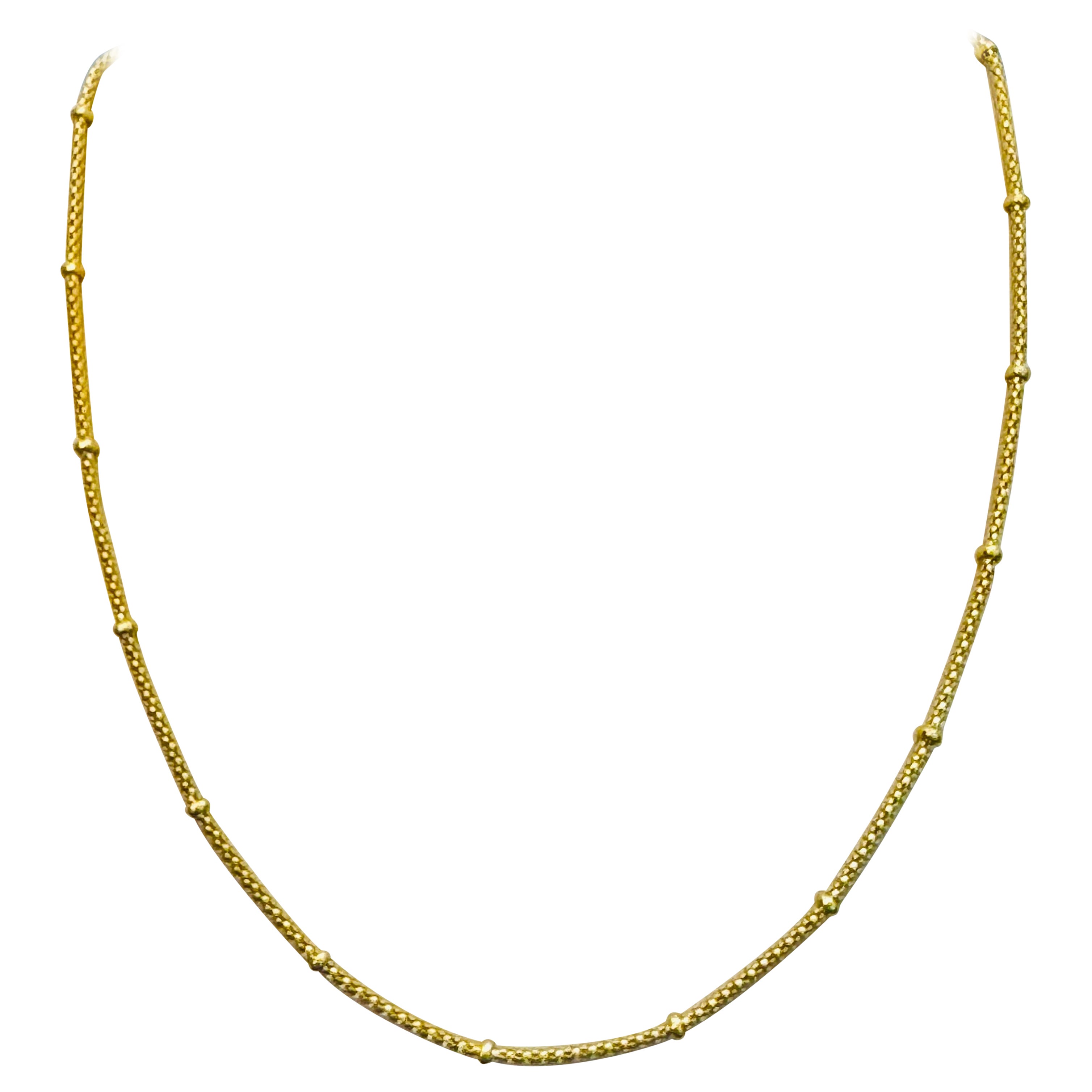 Vintage 18 Karat Yellow Gold 5.4 Gm  Ball  Station chain Necklace, Italian 15.5"