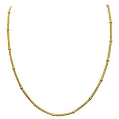 Vintage 18 Karat Yellow Gold 5.4 Gm  Ball  Station chain Necklace, Italian 15.5"