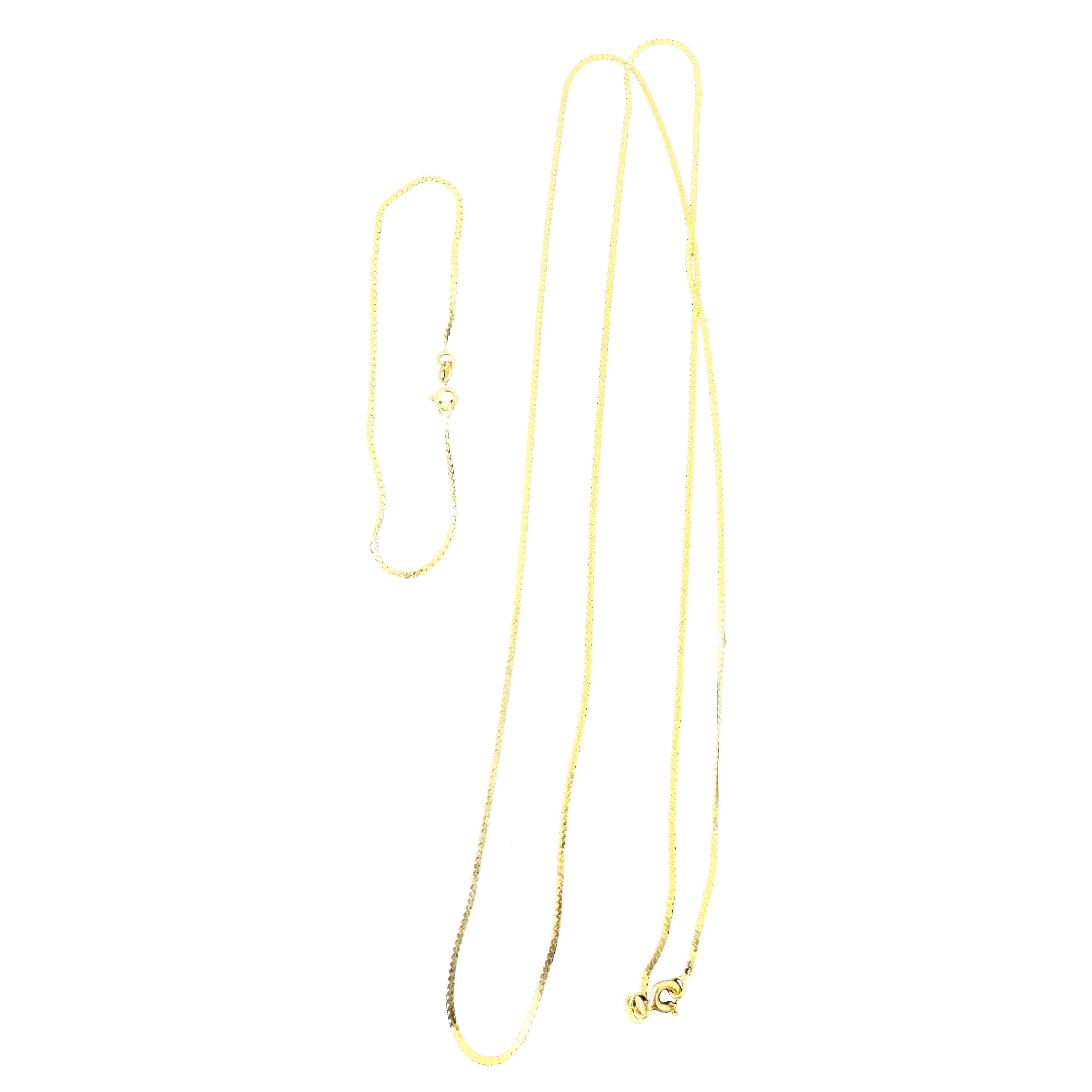 Vintage 14 Kt Yellow Gold 4.5 Gm, Italian Chain Necklace 30 " & Bracelet 7" Set