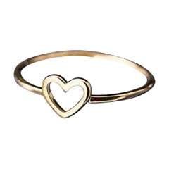 14k Solid Gold Dainty Heart Stacking Statement Ring Minimalist Valentines Ring.