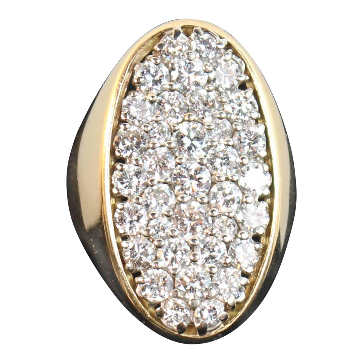 1970er Jahre Italienischer Diamant-Pflaster-Ring aus Gelbgold im Angebot