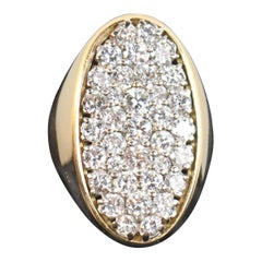 1970s Italian Diamond Pave Yellow Gold Ring