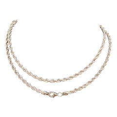 Vintage 14 Karat White Gold 19.4 Gm, Rope Chain Necklace, 24 " Long