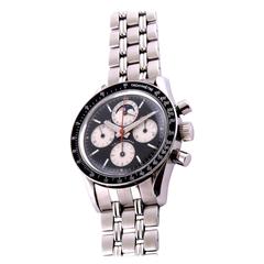 Universal Geneve Stainless Steel Tricompax Reverse Panda Manual Wristwatch