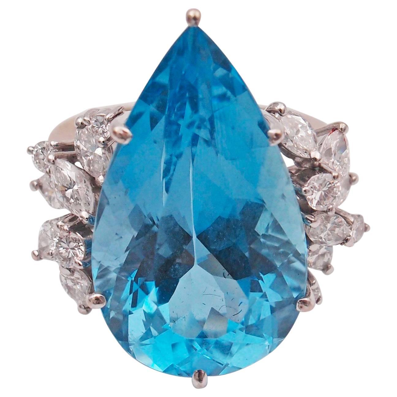 Santa Maria Aquamarine Diamond Ring For Sale