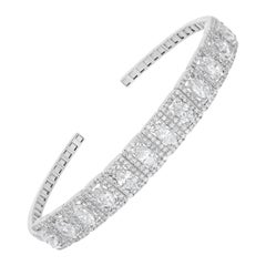 5.06 Carat Marquise Round Diamond Cuff Bangle Fine Bracelet 14 Karat White Gold