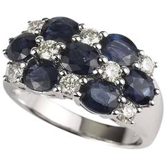 Checkerboard Diamond Sapphire Ring