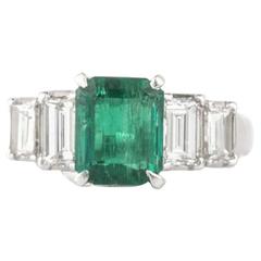 Diamond and Emerald Ring 1.66 Carat 5