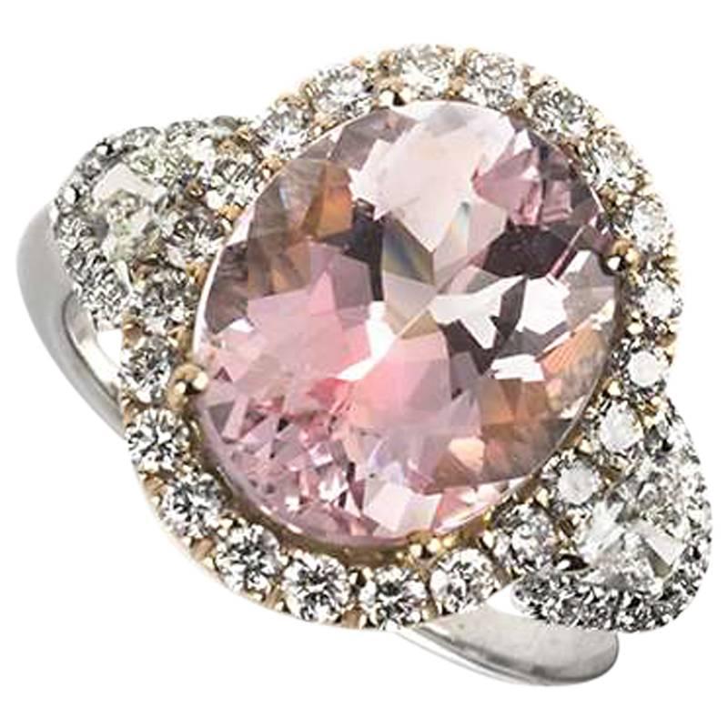 Morganite and Diamond Dress Ring 4.14 Carat