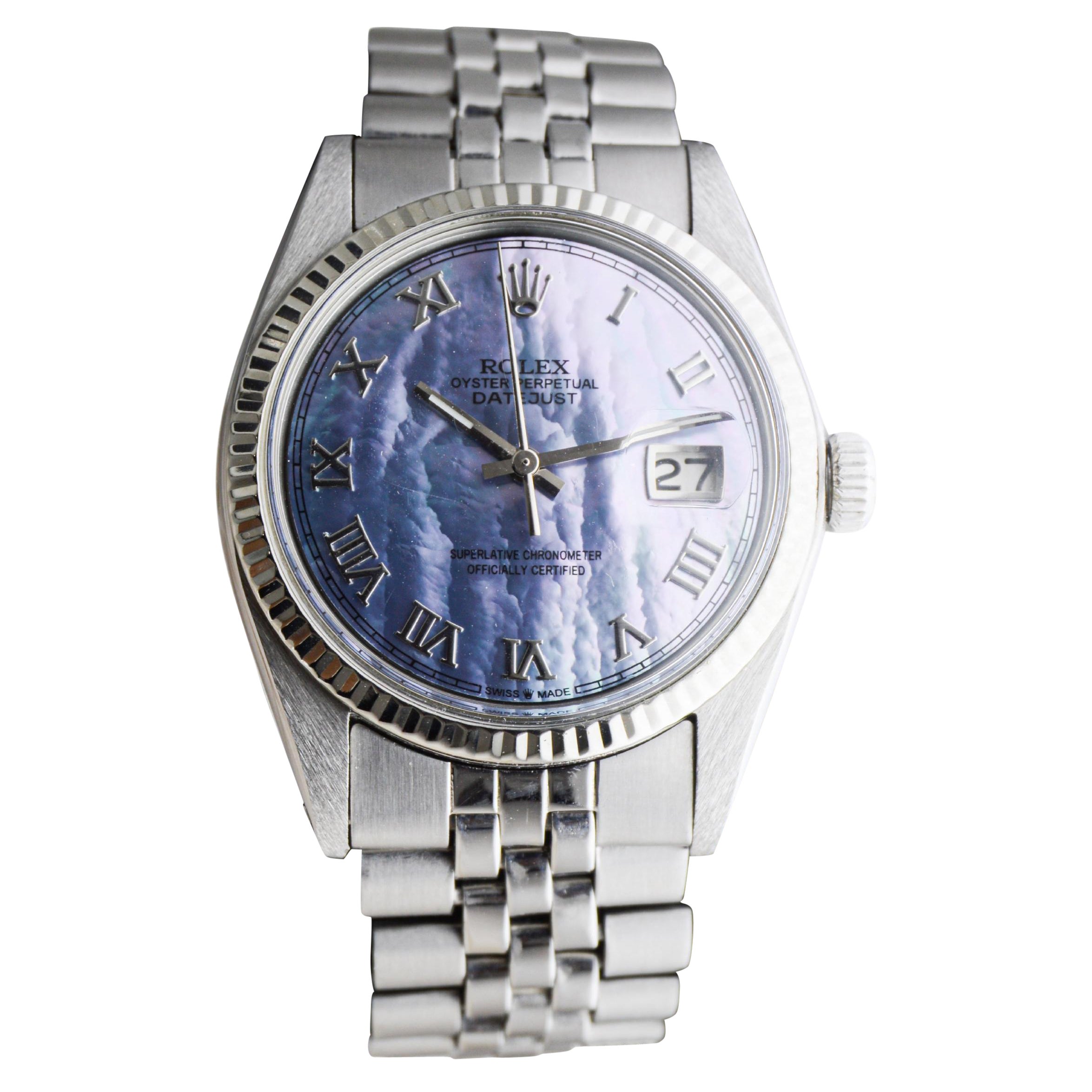 Rolex Stainless Steel Datejust with Custom Made Mother of Pearl Dial 1970's