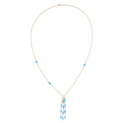 Collana con ciondolo di pietra turchese dell'Arizona Gioielli in oro giallo 18 carati con diamante