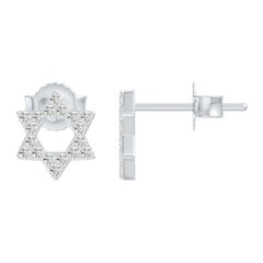 ANGARA 0,18 Karat natürliche Diamant-Stern-Ohrstecker aus 14K Weißgold für Damen