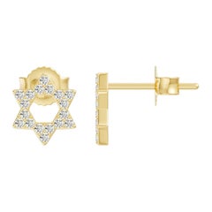 ANGARA 0,18 Karat natürliche Diamant-Stern-Ohrstecker aus 14K Gelbgold für Damen