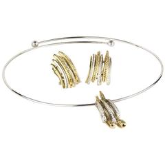 White and Yellow Gold Diamond Necklace and Earring Suite 8