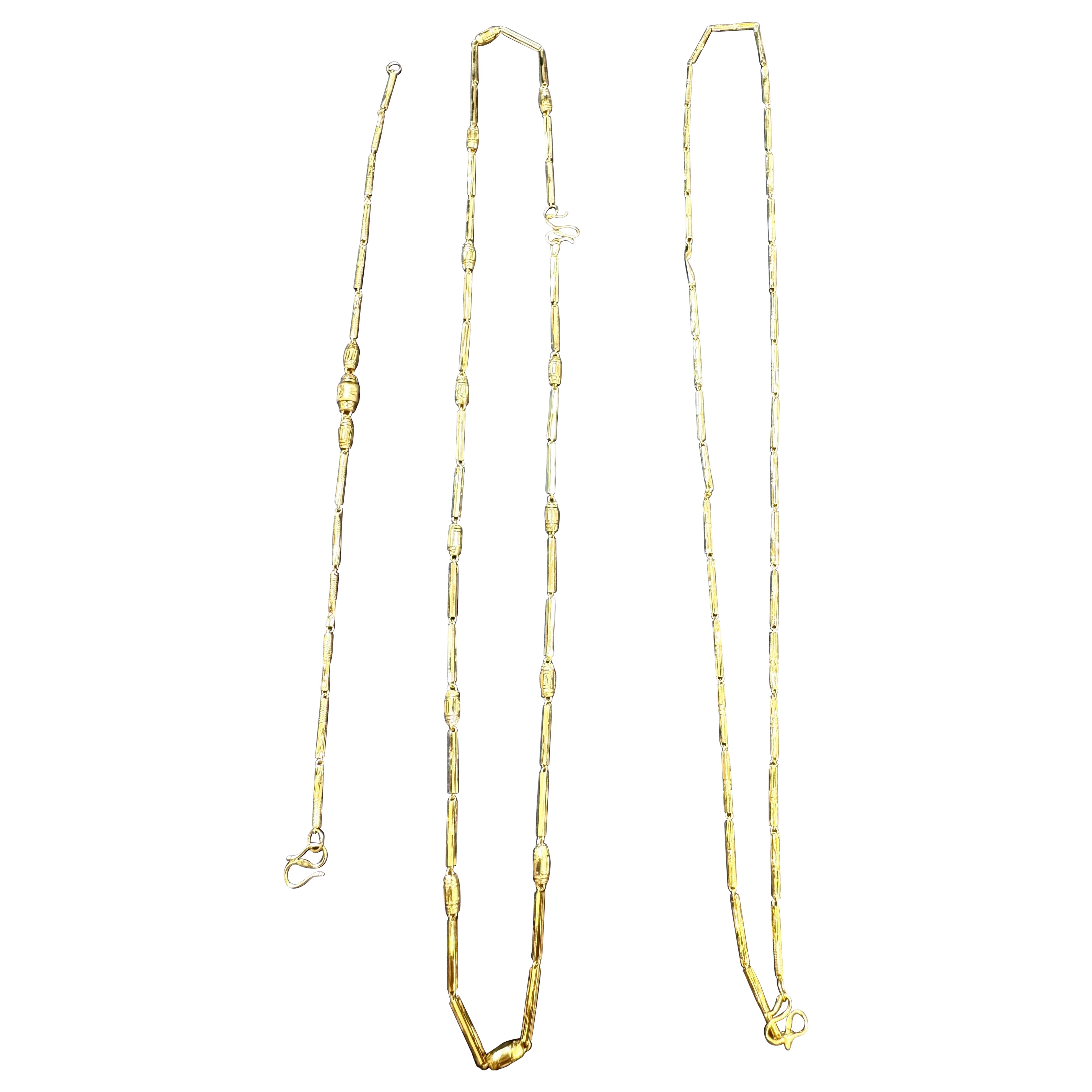 Vintage 6.6 Gm Pure 22 Karat Yellow Gold Handmade Chain + Bracelet , 37 " long