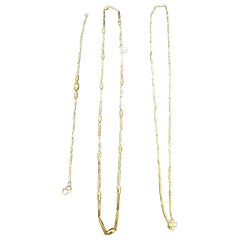 Vintage 6.6 Gm Pure 22 Karat Yellow Gold Handmade Chain + Bracelet , 37 " long