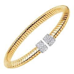 Afarin Collection Tubogas Diamond Cuff Bangle Bracelet in 18k Two Tone