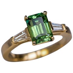 Rare Emerald Cut 1.91 Carat Russian Demantoid Diamond Ring