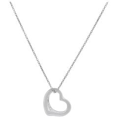 Tiffany & Co. Elsa Peretti Diamond Heart Platinum Necklace