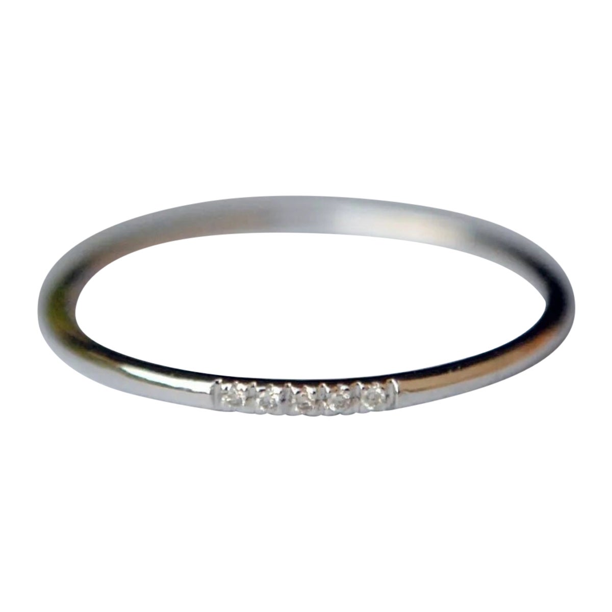 14k Solid Gold 1mm Dainty Band Diamond Thin Skinny Wedding Band Stack Ring Gift.