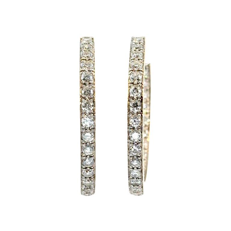 14k Yellow Gold 4.06ctw Diamond Inside Out Hoop Earrings