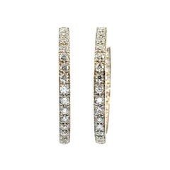 14k Yellow Gold 4.06ctw Diamond Inside Out Hoop Earrings