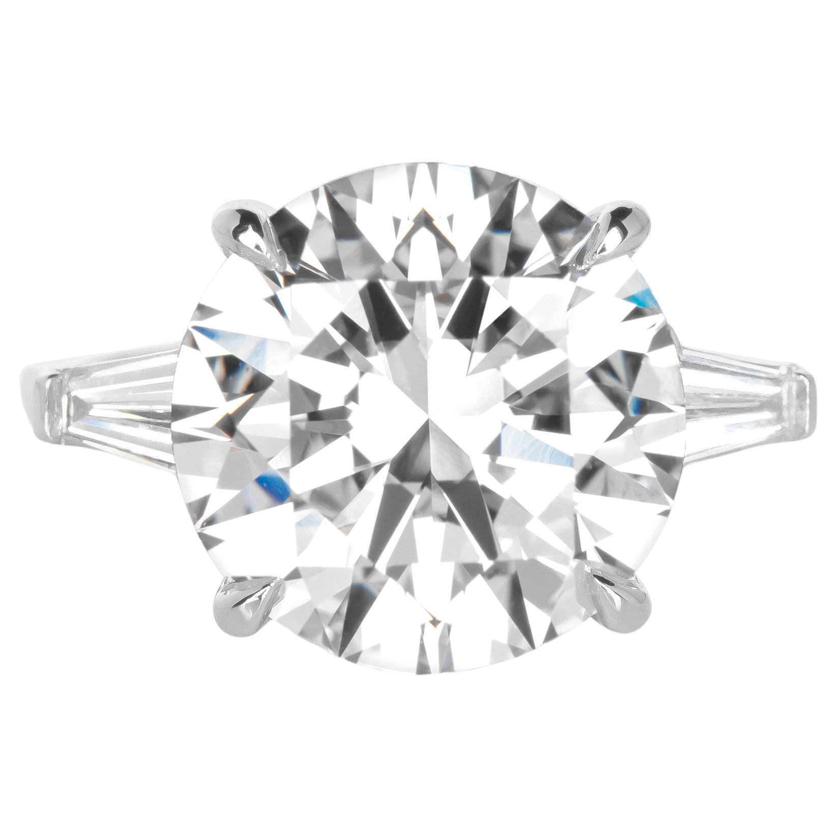 GIA Certified 10.66 Carat Round Cut Diamond D Color Flawless Clarity Ring