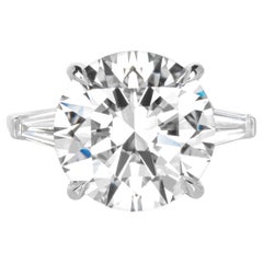 GIA Certified 10.66 Carat Round Cut Diamond D Color Flawless Clarity Ring