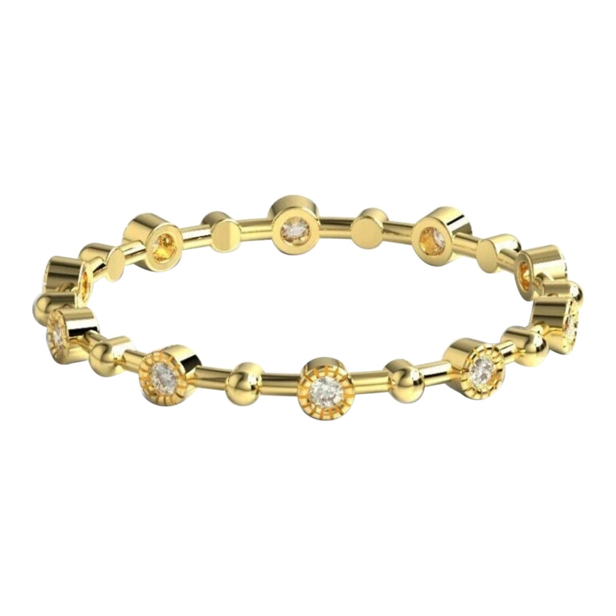Diamond Stacking Ring 14K Solid Gold Bezel Set Diamond Eternity Band Rings.