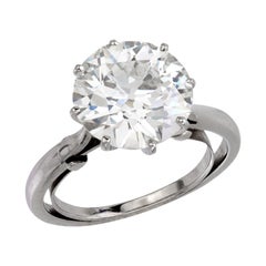 Anillo de compromiso de oro blanco de 18 quilates con diamante talla europea antigua francés GIA de 4,13 quilates