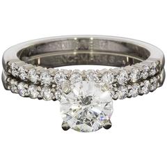 Round Diamond White Gold Certified Engagement Ring and Wedding Band Set