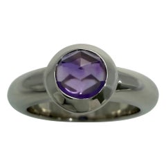 Vintage Tiffany & Co. Purple Amethyst Rose Cut 18k White Gold Solitaire Ring