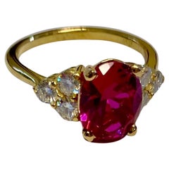 Michael Kneebone Anillo de Cóctel Rubí Rosa Diamante Blanco