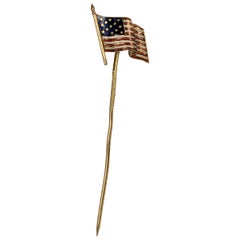 Art Deco Enamel American Flag Stick Pin
