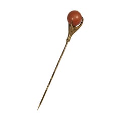 Massive Victorian Coral Claw Stick Pin, 19th Century