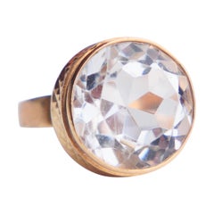 Antique Ring 20ct. Rock Crystal solid 18K Gold Ø 7 US / 8.82 gr